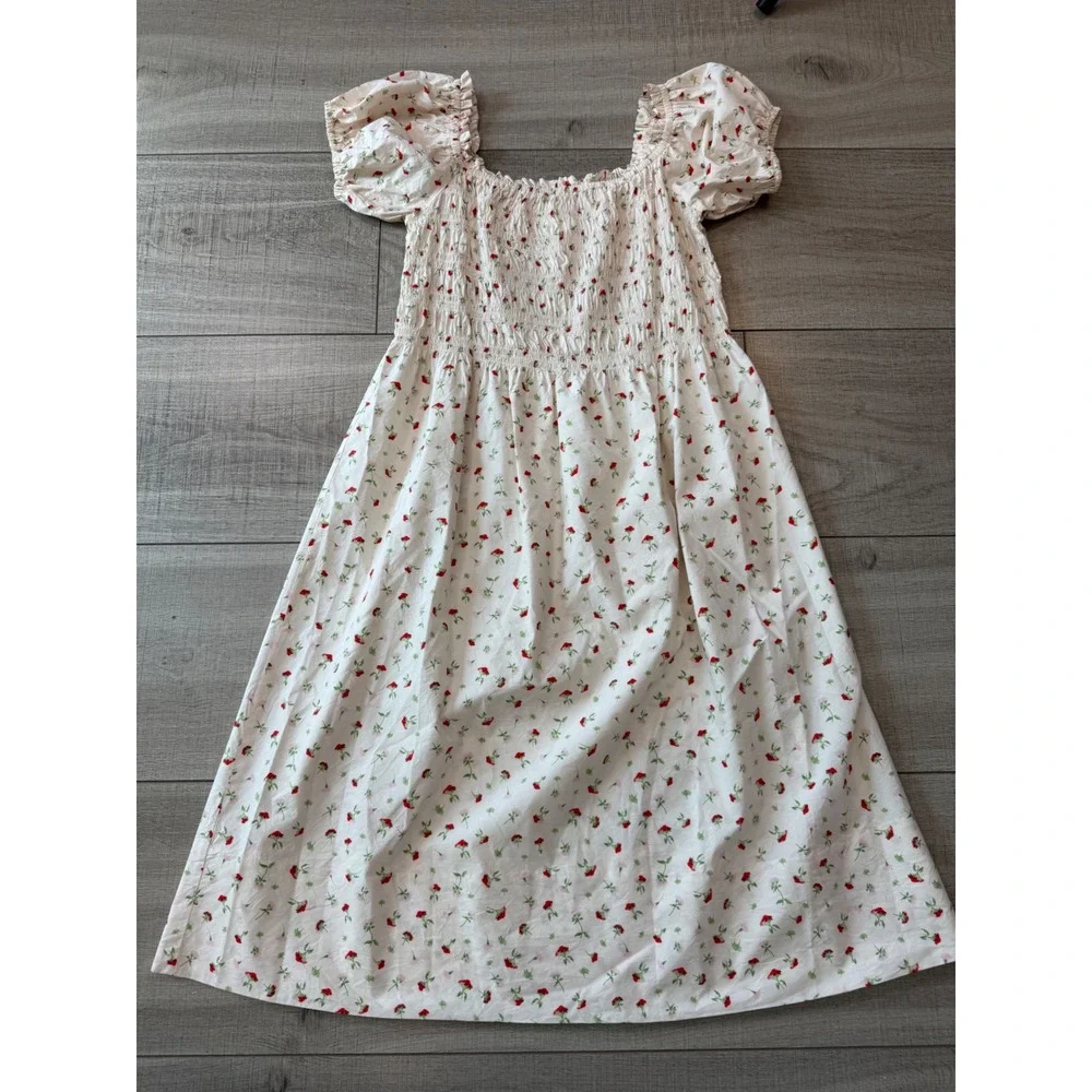 cottagecore floral midi dress smocked milkmaid - Picture 7 of 7